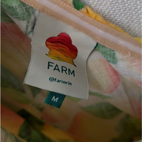 FARM Rio Orange Sands Citrus Print One Shoulder Linen Blend Mini Dress, size M - Picture 3 of 9